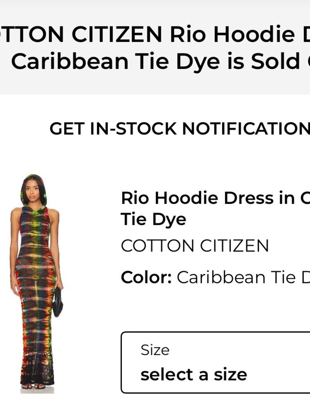 Rio hoodie Cotton citizen Multicolor Tie-Dye Ribbed One-Piece dress or cover up